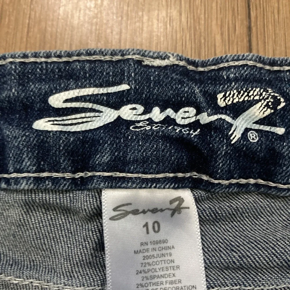 7 Seven Jeans Girls Size 10 Embroiderer Skinny Stretch Jeans  Medium Wash Spring